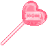 pink, heart shaped lollipop